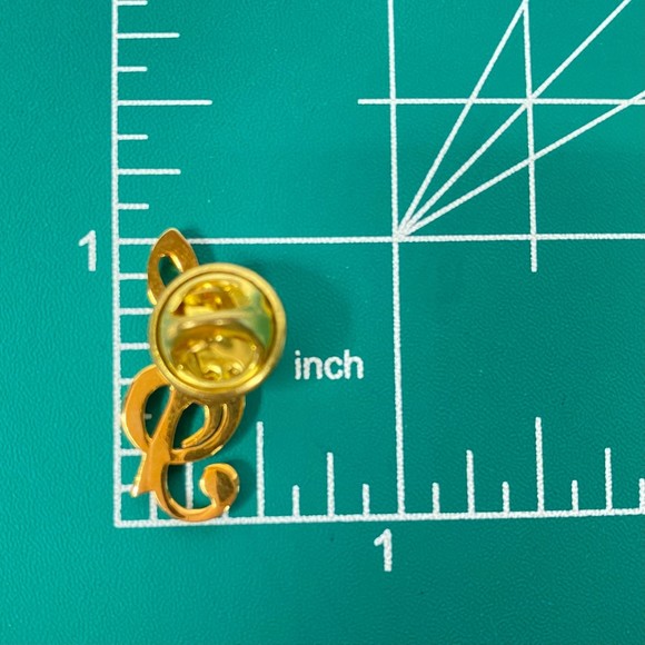 Rose Musical Note Brooch Gold Tone Enamel Cloisonne - Picture 6 of 6